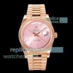 GMF Swiss Replica Rolex Day-Date 40mm Rose Gold Watch Champagne Stripe Motif Dial